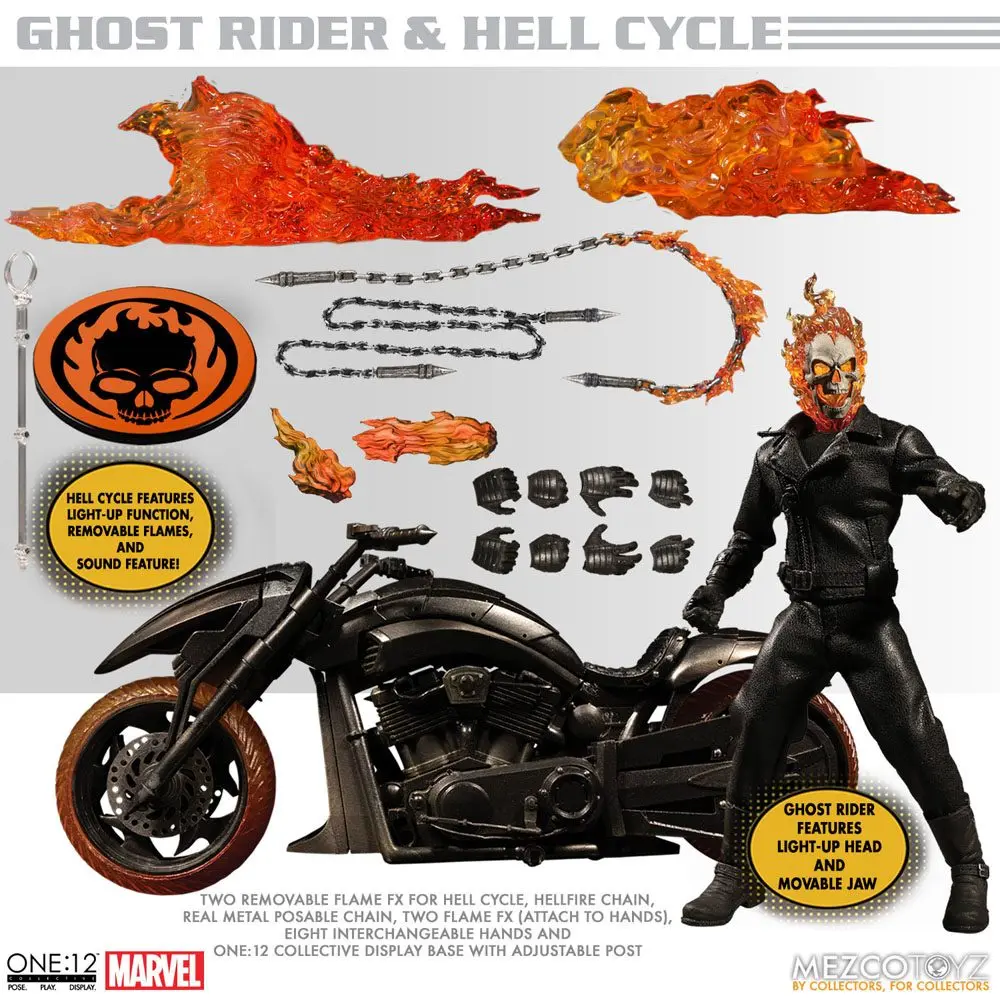 Ghost Rider Action Figure & Vehicle with Sound & Light Up 1/12 Ghost Rider & Hell Cycle termékfotó