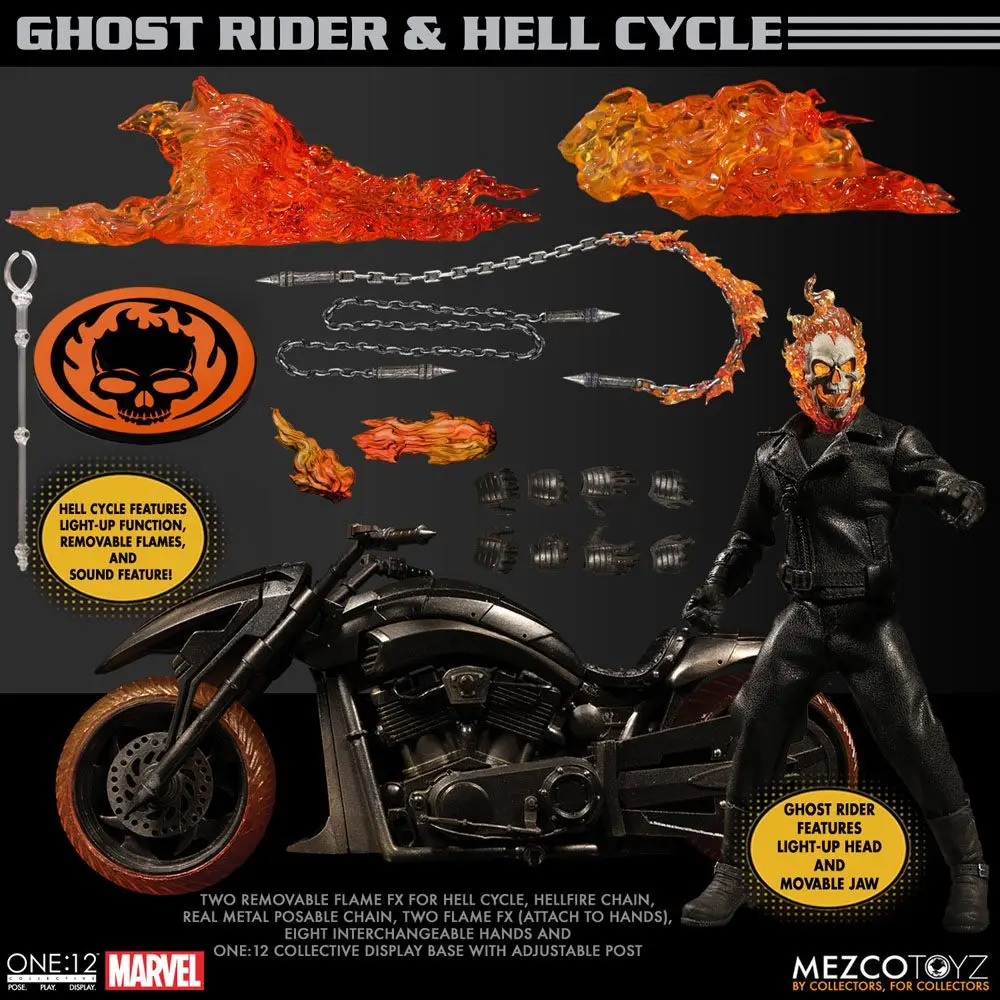 Ghost Rider Action Figure & Vehicle with Sound & Light Up 1/12 Ghost Rider & Hell Cycle termékfotó