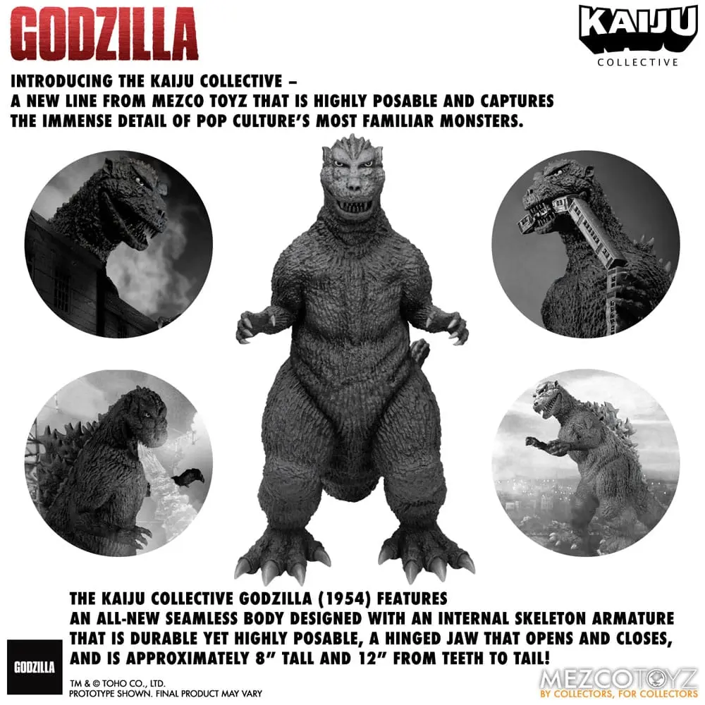 Godzilla (1954) Kaiju Collective Action Figure Godzilla - Black & White Edition 20 cm termékfotó