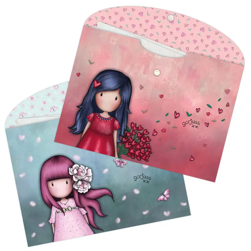 Gorjuss Cherry Blossom and Love Grows set 2 envelope folders product photo