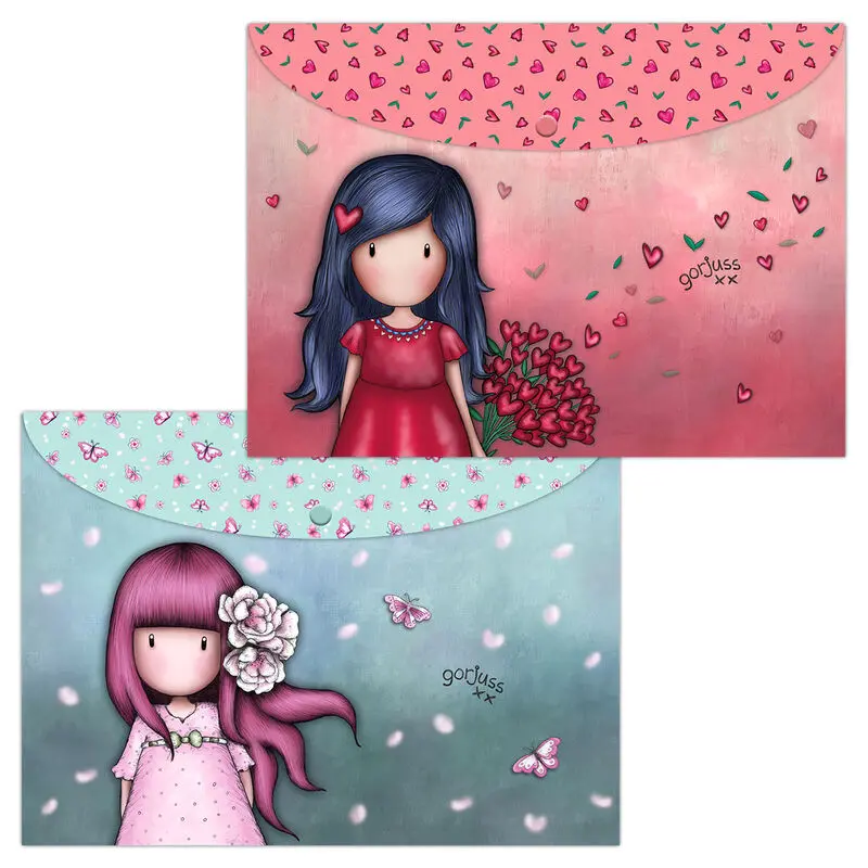 Gorjuss Cherry Blossom and Love Grows set 2 envelope folders product photo