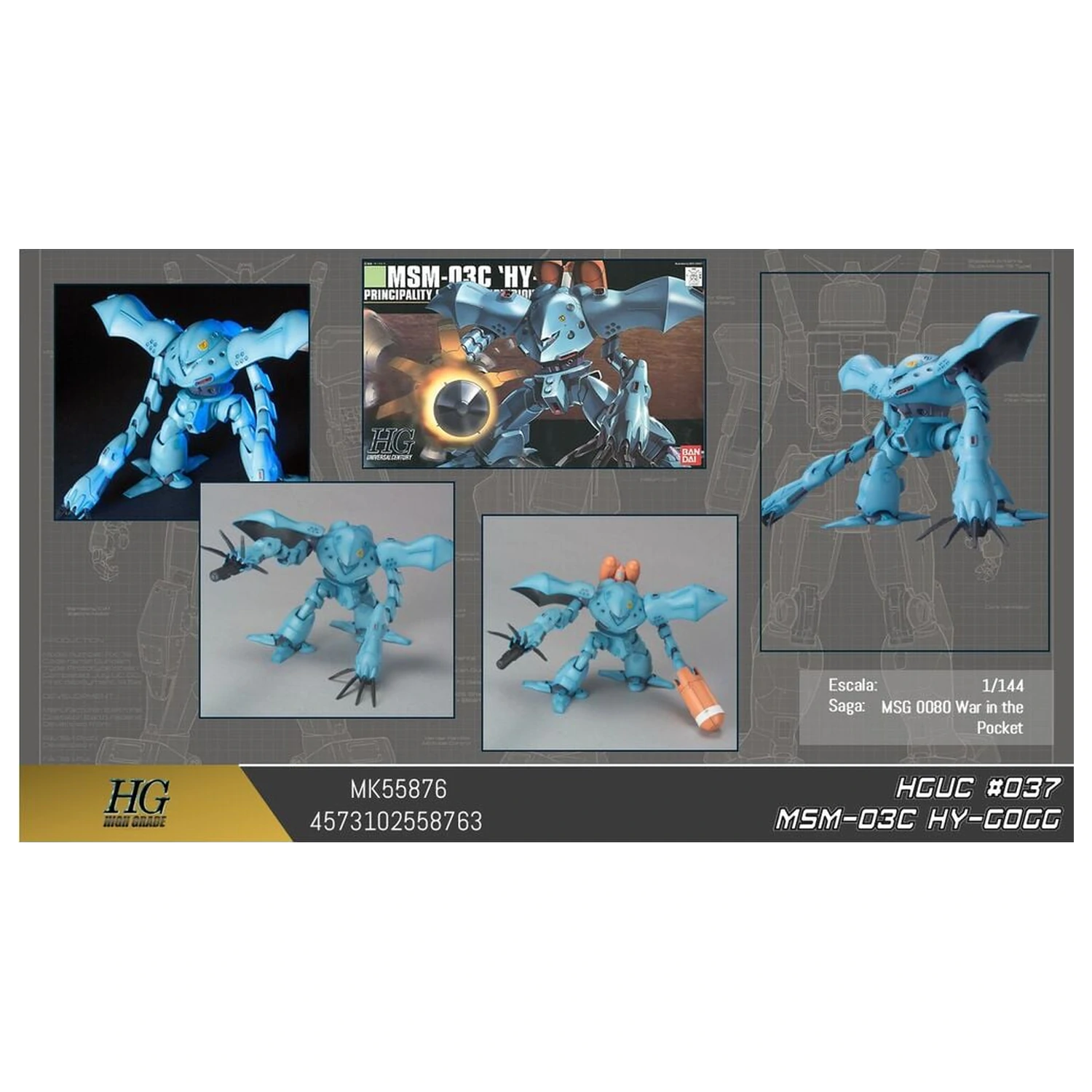Gundam 0080 War in the Pocket MSM-03C Hi-Gogg Mobile Suit Model Kit HGUC 1/144 product photo