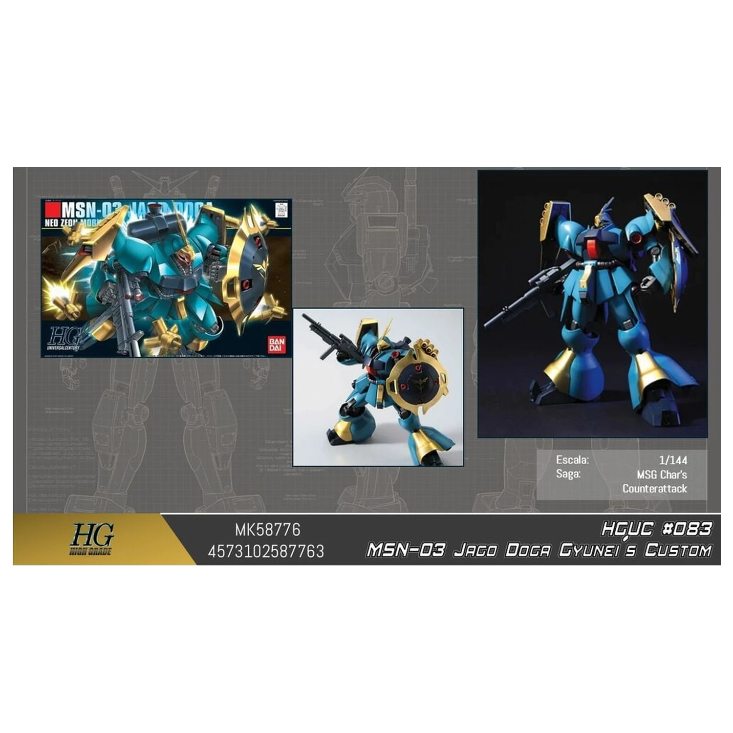 Gundam Char's Counterattack MSN-03 Jagd Doga Gyunei Guss Custom Mobile Suit Model Kit HGUC 1/144 product photo