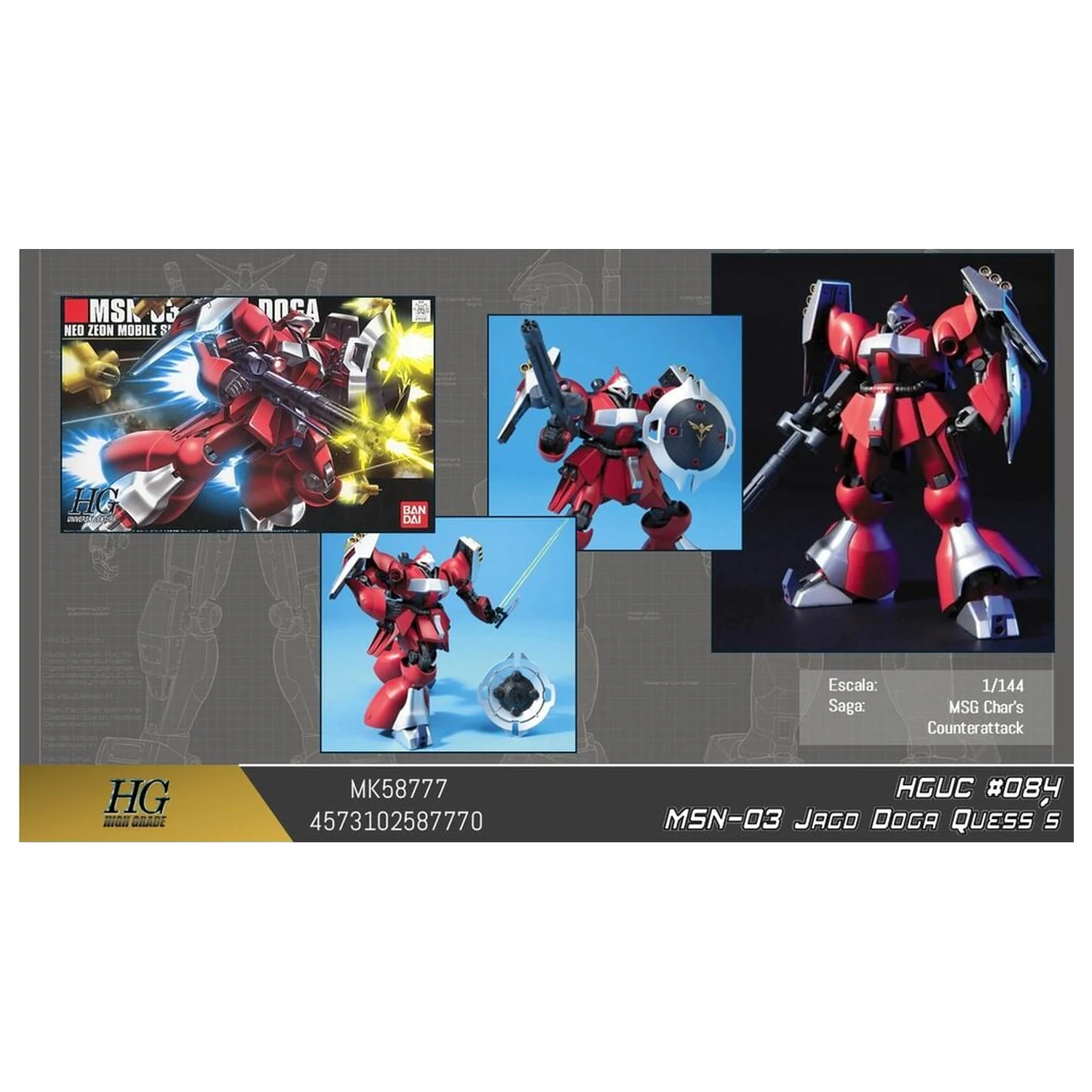 Gundam Char's Counterattack MSN-03 Jagd Doga Quess Paraya Custom Mobile Suit Model Kit HGUC 1/144 product photo