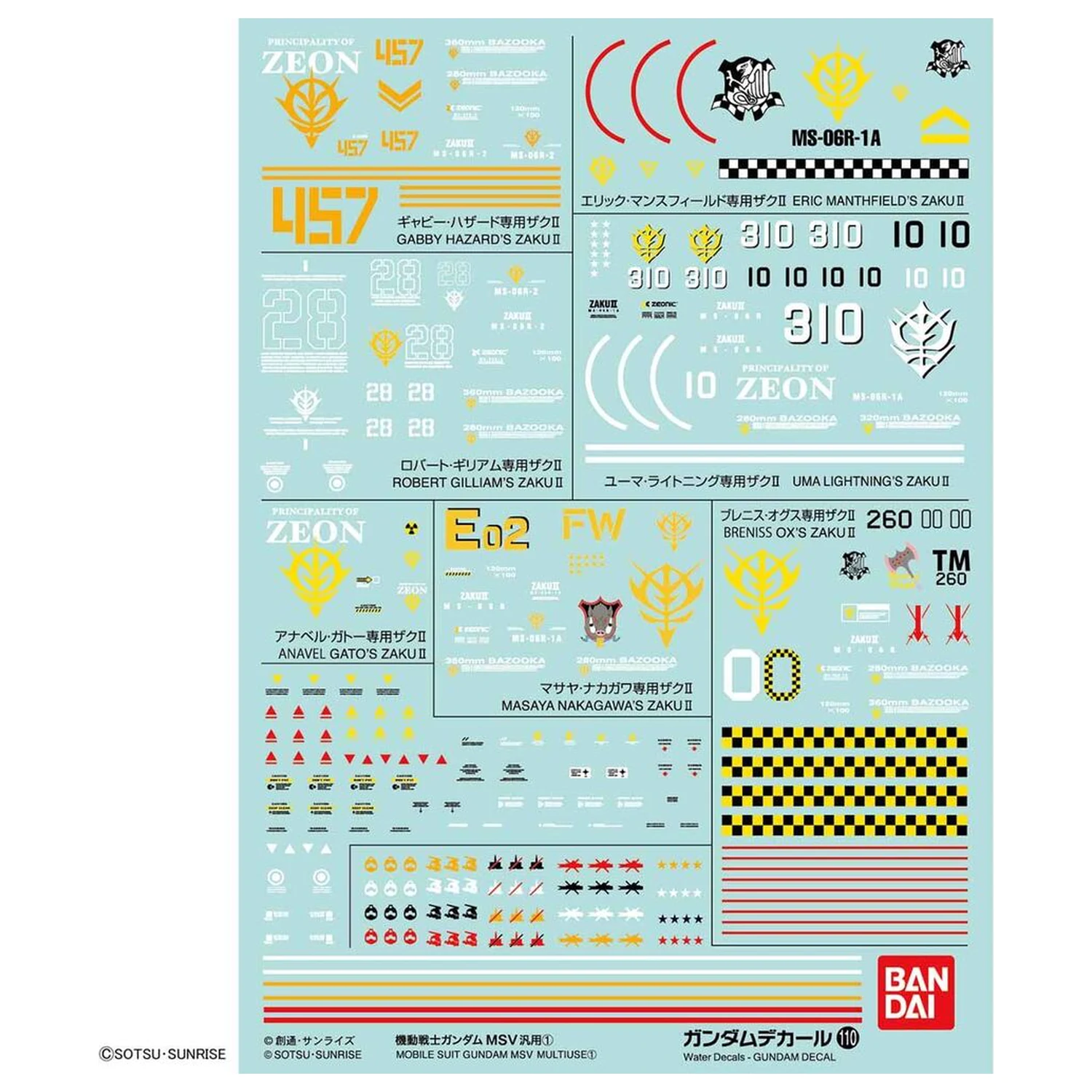 Water-slide Decals Gundam Decal 110 MSV Multiuse 1 model kit accessory pack product photo