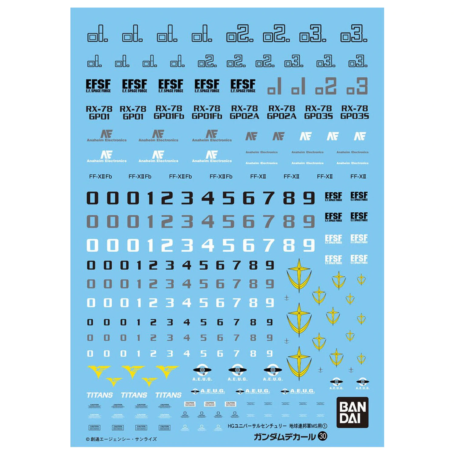 Water-slide Decals Gundam Decal 30 HGUC Earth Federation 1 model kit accessory pack product photo