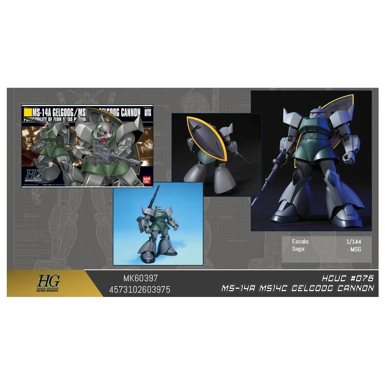 Gundam MS-14C Gelgoog Cannon Mobile Suit Model Kit HGUC 1/144 product photo