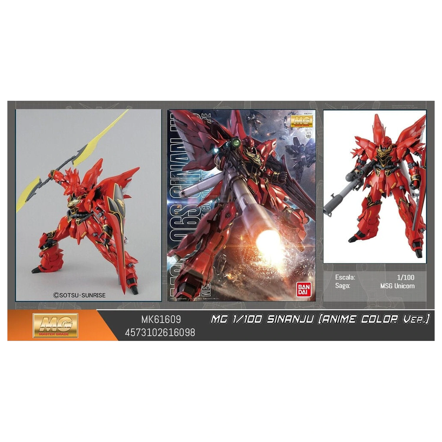 Gundam UC MSN-06S Sinanju Anime Color Ver. Mobile Suit Model Kit MG 1/100 product photo