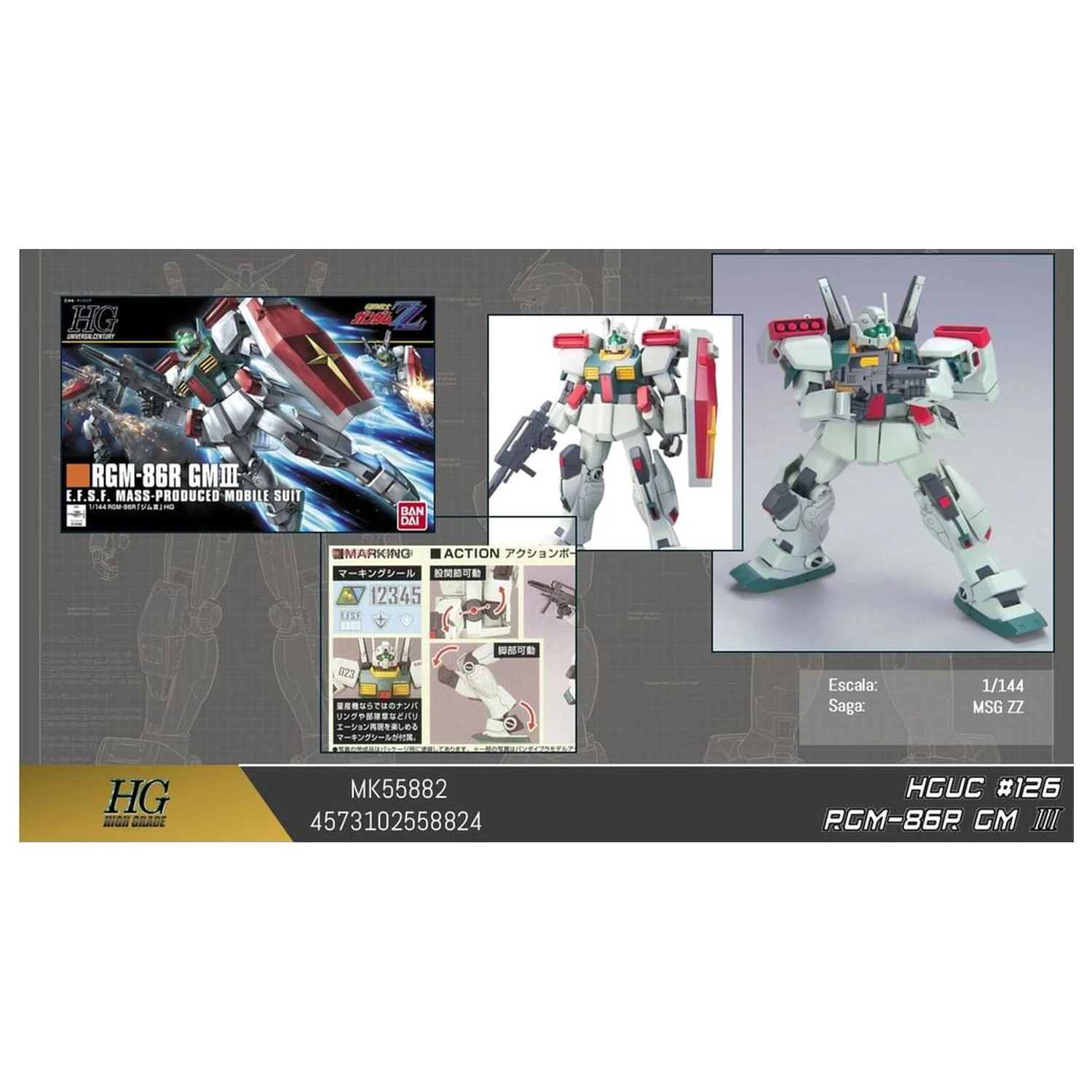 Gundam ZZ RGM-86R GM III Mobile Suit Model Kit HGUC 1/144 product photo