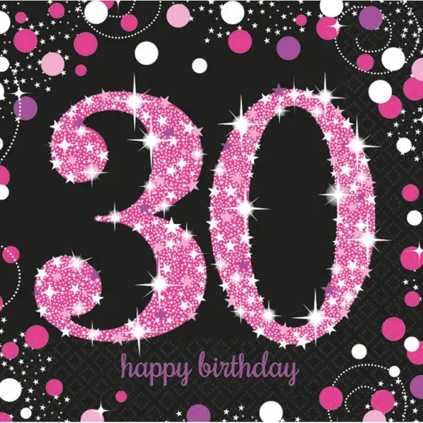 Happy Birthday 30 Napkins, Pack of 16, 33x33 cm product photo