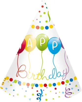 Happy Birthday Streamers Party Hats, Cones 6 pcs product photo