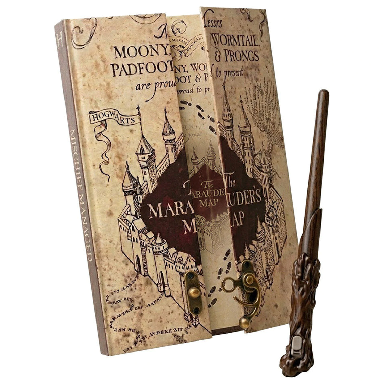 Harry Potter A5 notebook with secret map and magic pen wand product photo