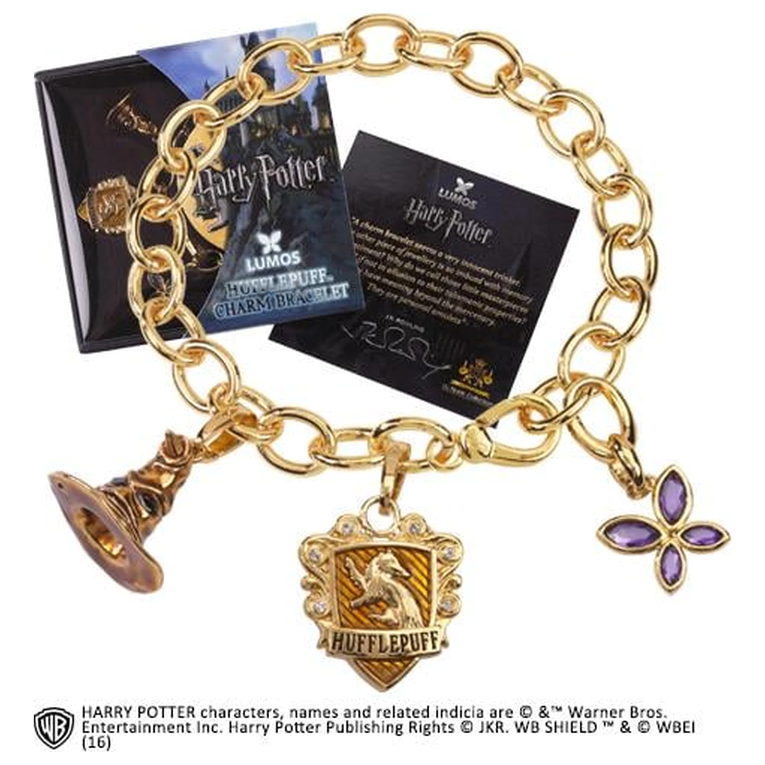 Harry Potter Charm Bracelet Lumos Hufflepuff product photo