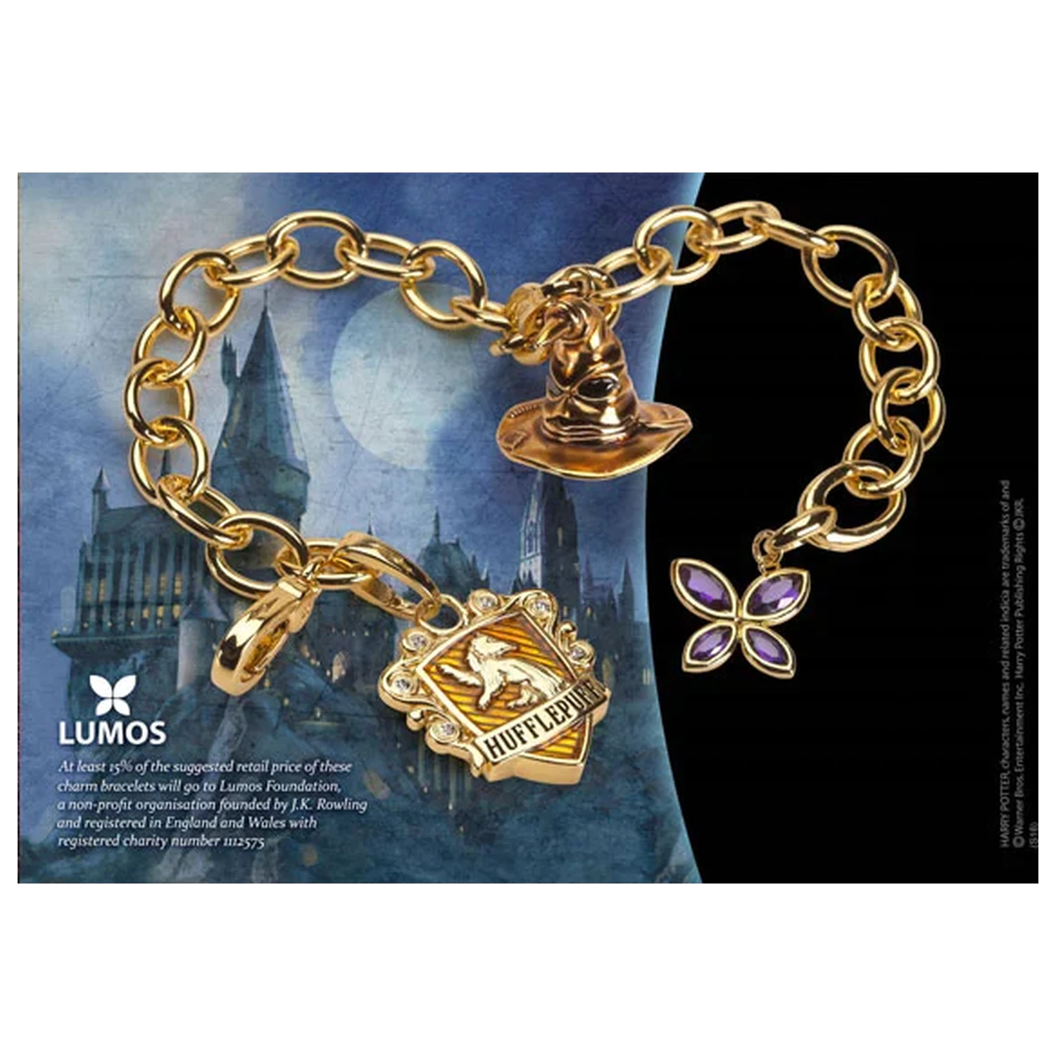 Harry Potter Charm Bracelet Lumos Hufflepuff product photo