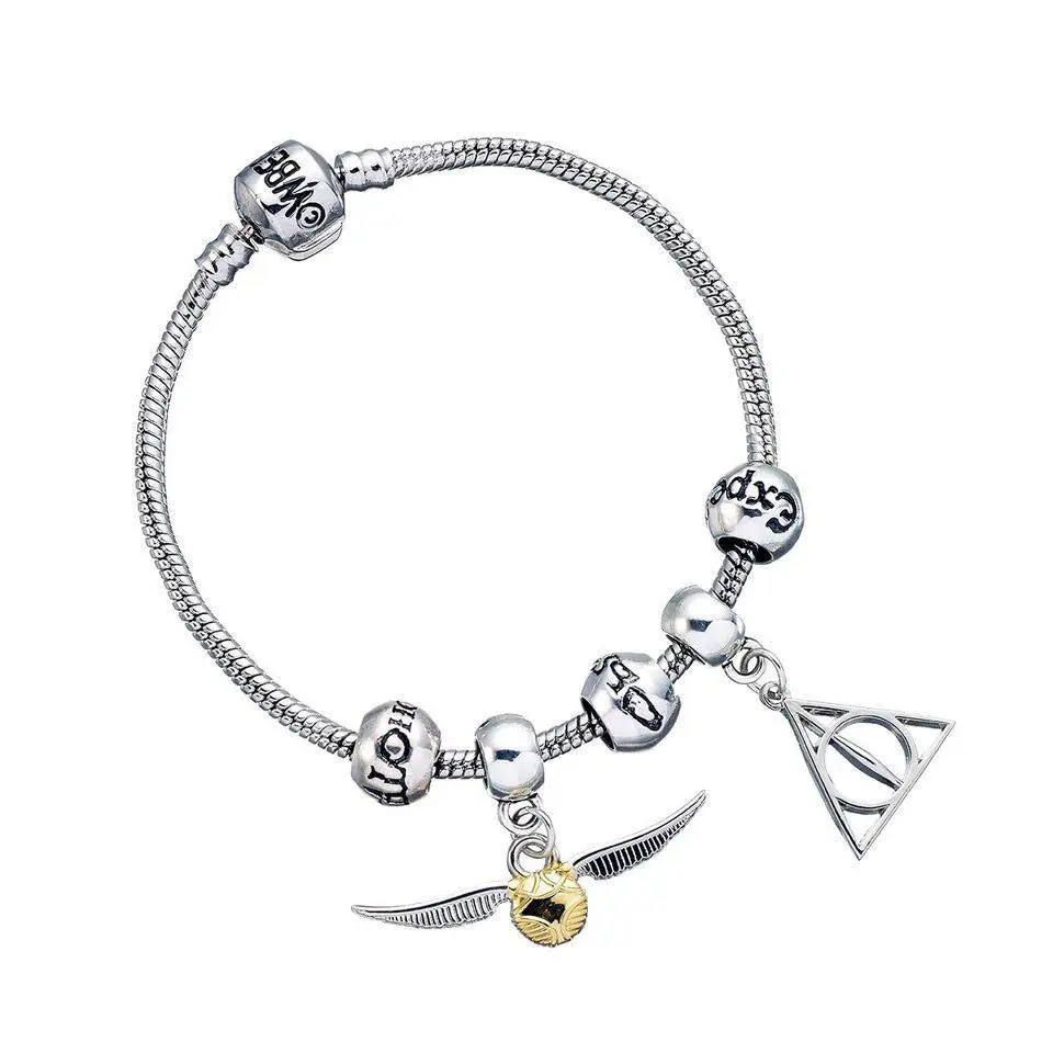 Harry Potter Bracelet Charm Set Deathly Hallows/Snitch/3 Spell Beads (silver plated) termékfotó
