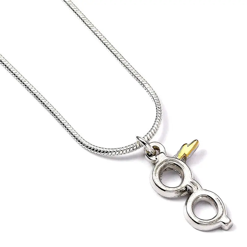 Harry Potter Silver Plated Lightning Bolt with Glasses necklace product photo