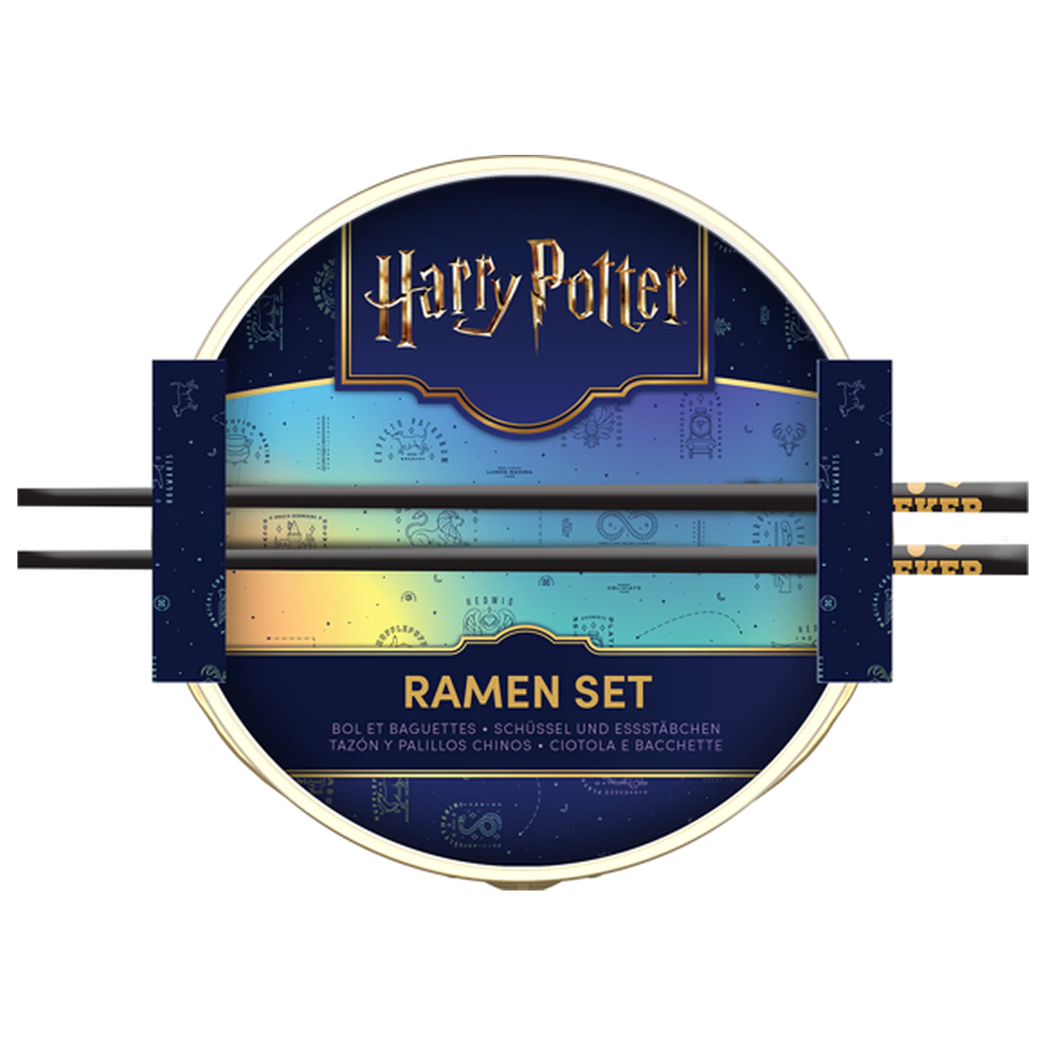 Harry Potter Golden Snitch Ramen bowl with chopsticks product photo