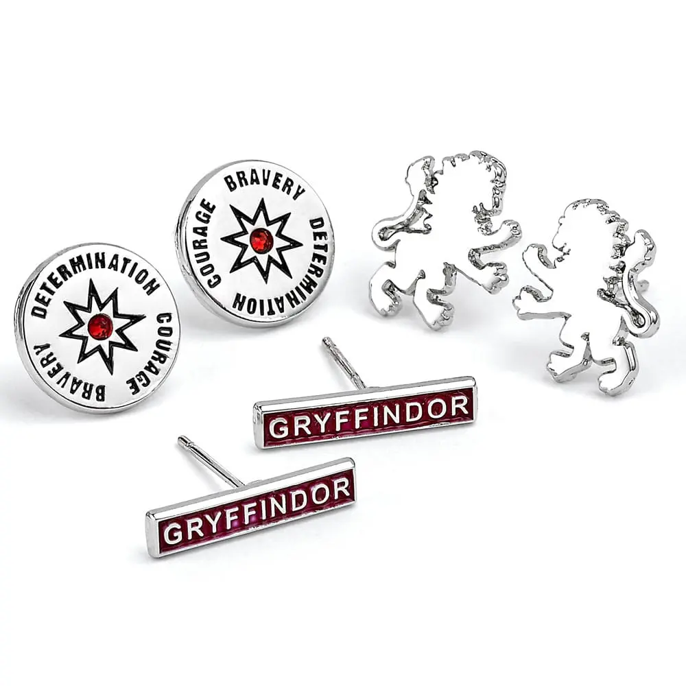 Harry Potter Earrings 3-Pack Gryffindor (Silver plated) product photo