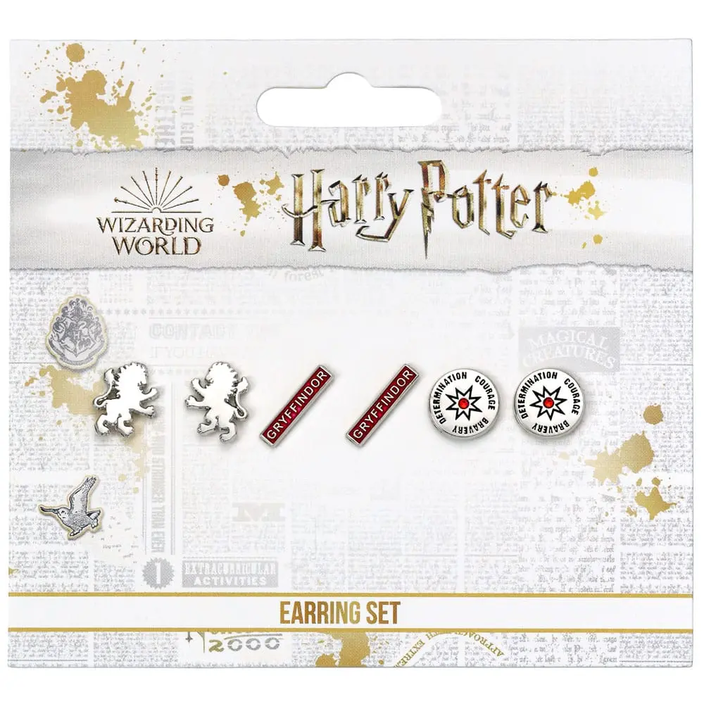 Harry Potter Earrings 3-Pack Gryffindor (Silver plated) product photo