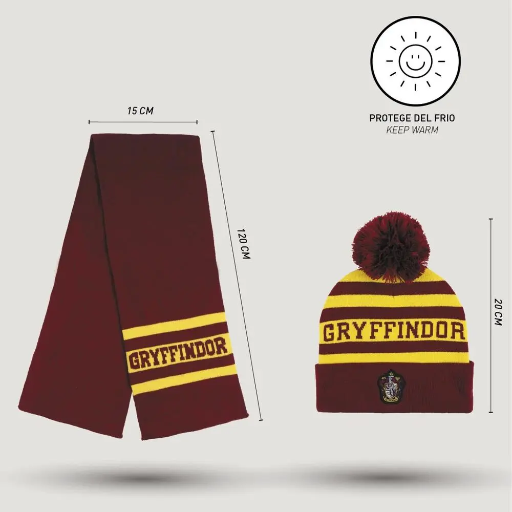 Harry Potter Gryffindor winter set scarf hat gloves product photo
