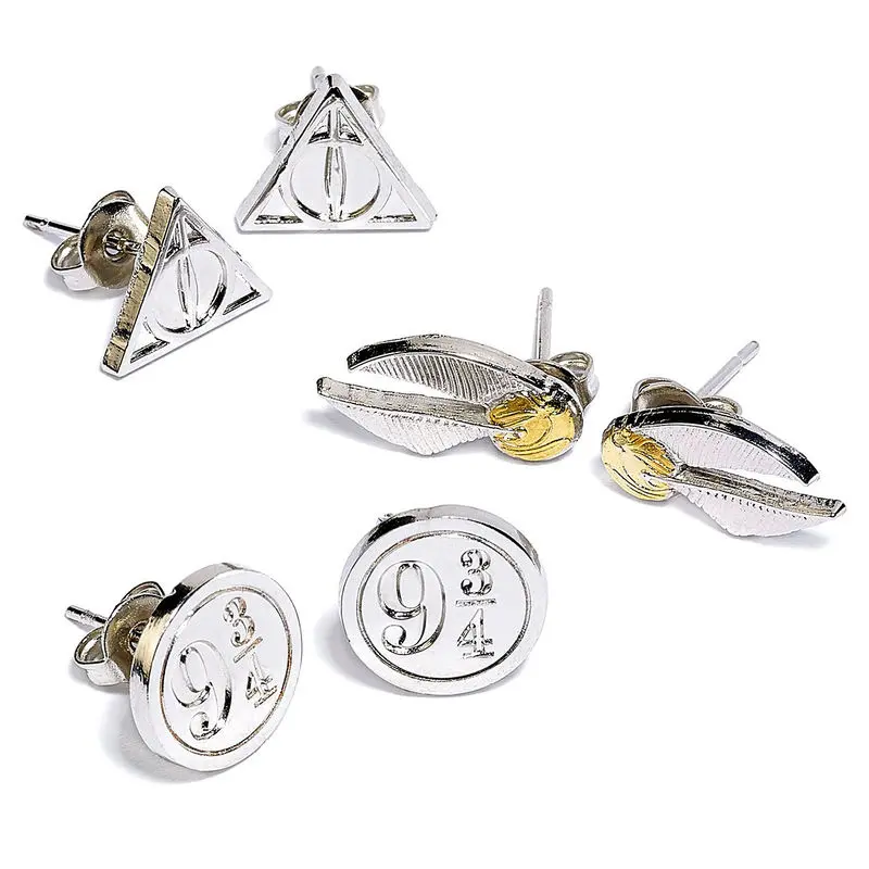 Harry Potter Earrings 3-Pack Snitch/Deathly Hallows/Platform 9 3/4 (silver plated) termékfotó