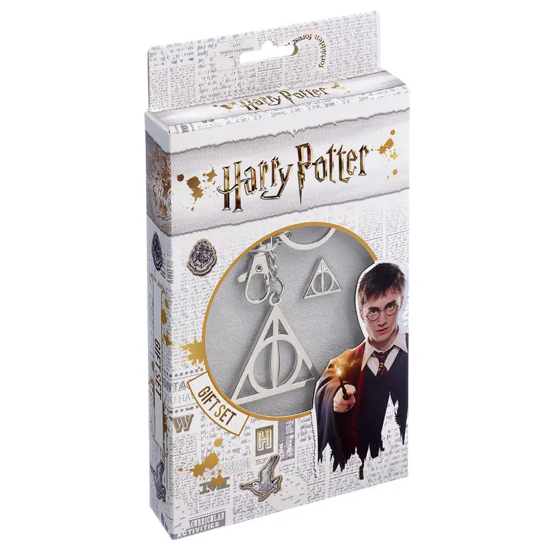 Harry Potter Deathly Hallows keyring and pin badge set product photo