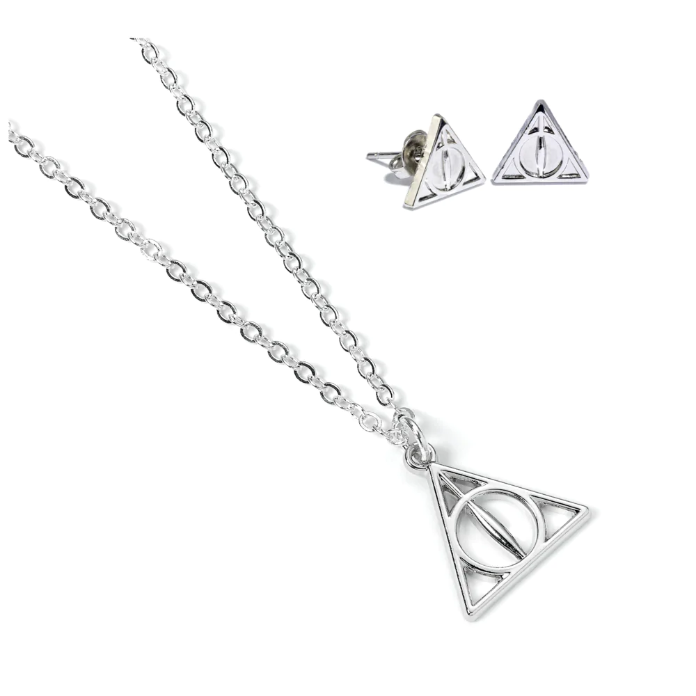 Harry Potter Deathly Hallows necklace and earrings set product photo