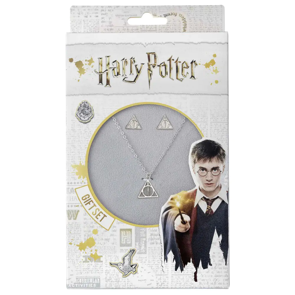 Harry Potter Deathly Hallows necklace and earrings set product photo