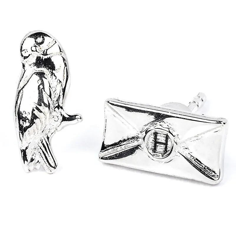 Harry Potter Hedwig and Letter silver plated stud earrings product photo