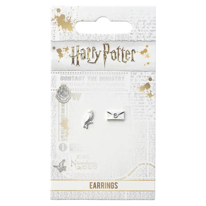 Harry Potter Hedwig and Letter silver plated stud earrings product photo