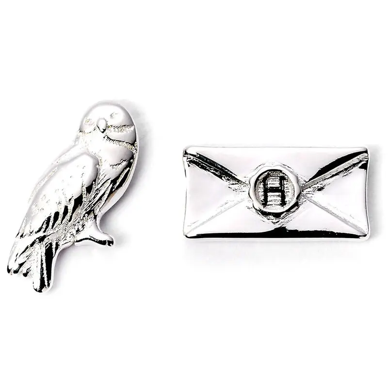 Harry Potter Hedwig and Letter silver plated stud earrings product photo