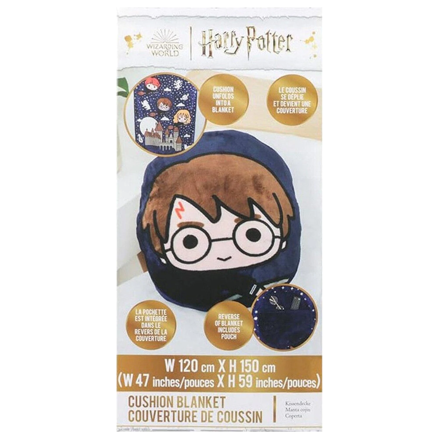 Harry Potter Hogwarts 2 in 1 blanket and cushion product photo