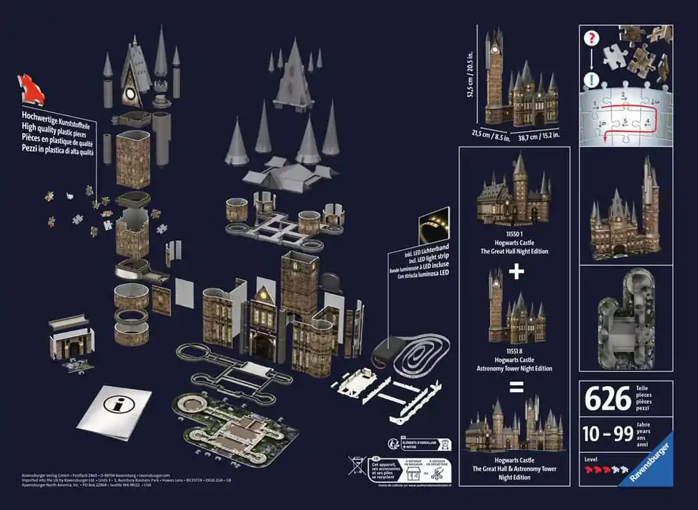 Harry Potter 3D Puzzle Hogwarts Castle: Astronomy Tower - Night Edition (540 Pieces) product photo