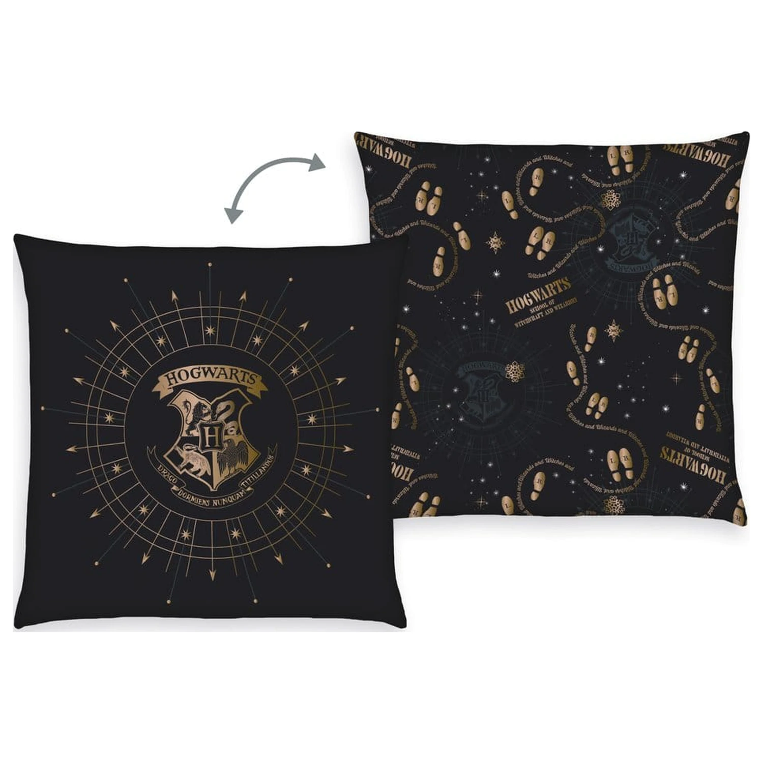 Harry Potter Pillow Hogwarts Crest & Marauder's Map 40 x 40 cm product photo