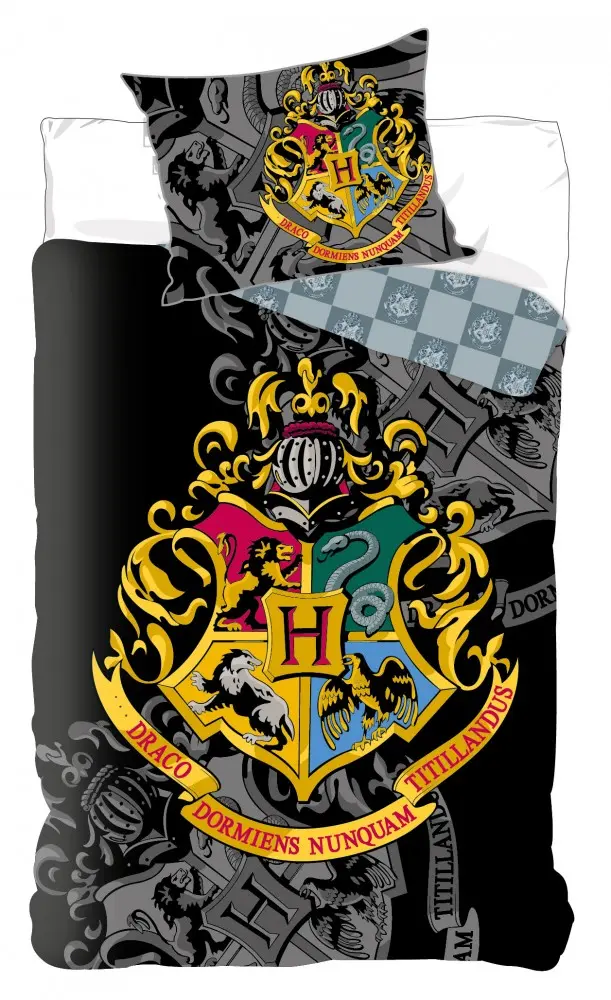 Harry Potter Hogwarts Houses Black Duvet Cover product photo