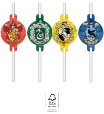 Harry Potter Hogwarts Houses Paper Straw 4-piece Set FSC product photo