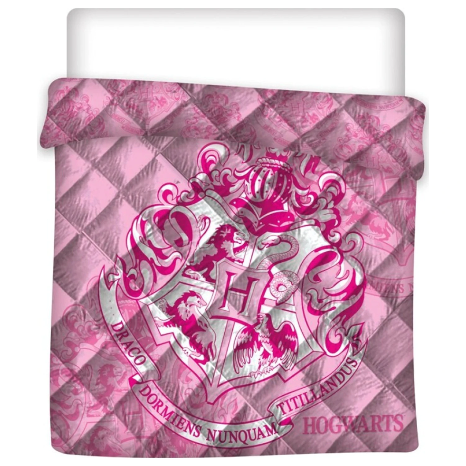 Harry Potter Hogwarts Pink Quilted Bedspread product photo