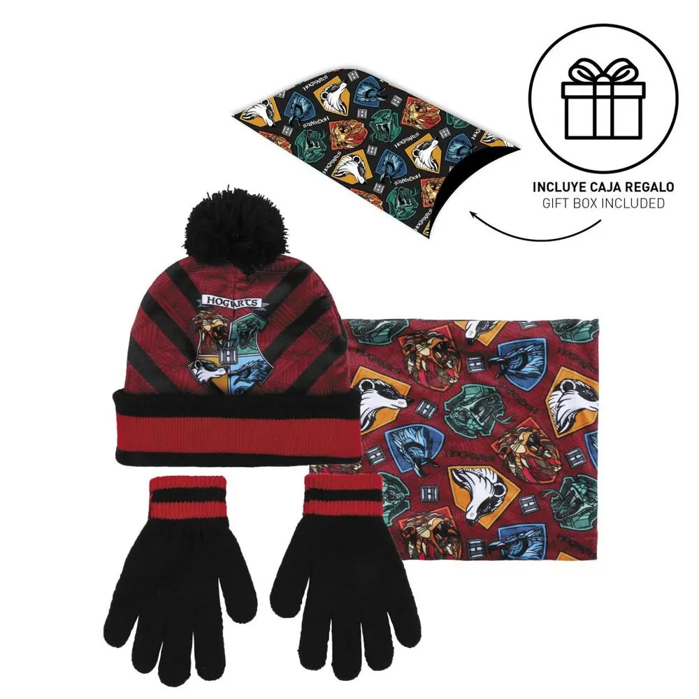 Harry Potter Hogwarts Kids winter set snood hat gloves product photo