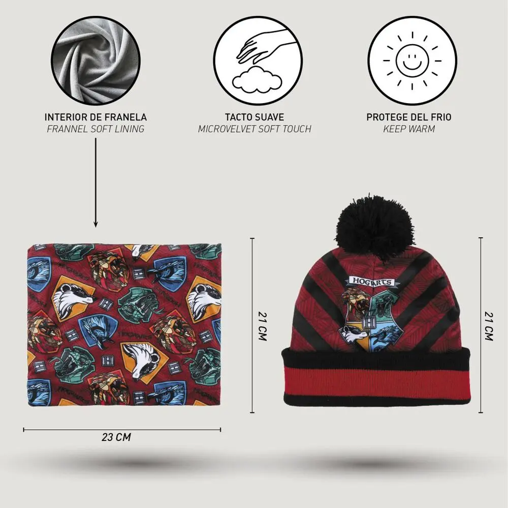 Harry Potter Hogwarts Kids winter set snood hat gloves product photo