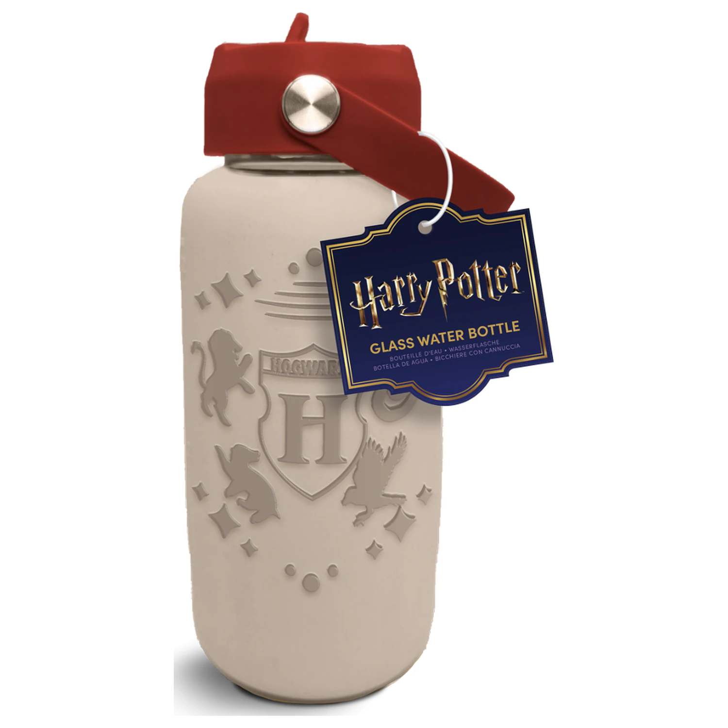 Harry Potter Hogwarts Glass Water Bottle with Silicon Sleeve 800ml product photo