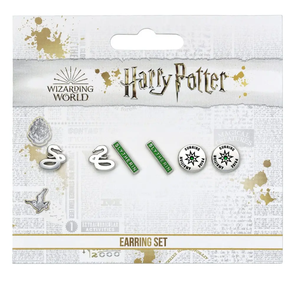 Harry Potter Earrings 3-Pack Slytherin (Silver plated) product photo