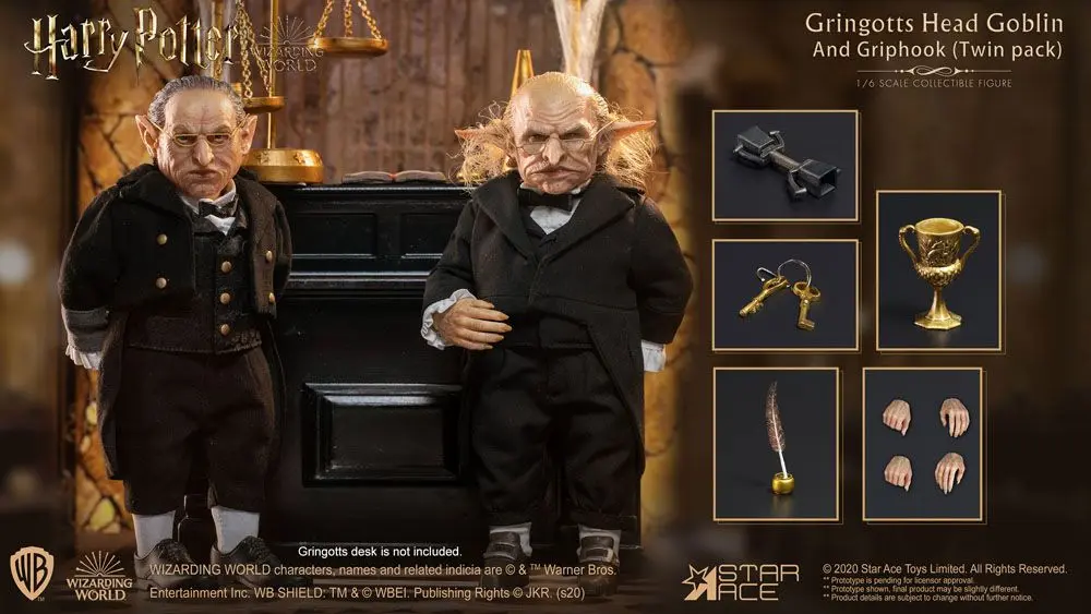 Harry Potter My Favourite Movie Action Figures 1/6 Gringotts Head Goblin &amp; Griphook 20 cm product photo