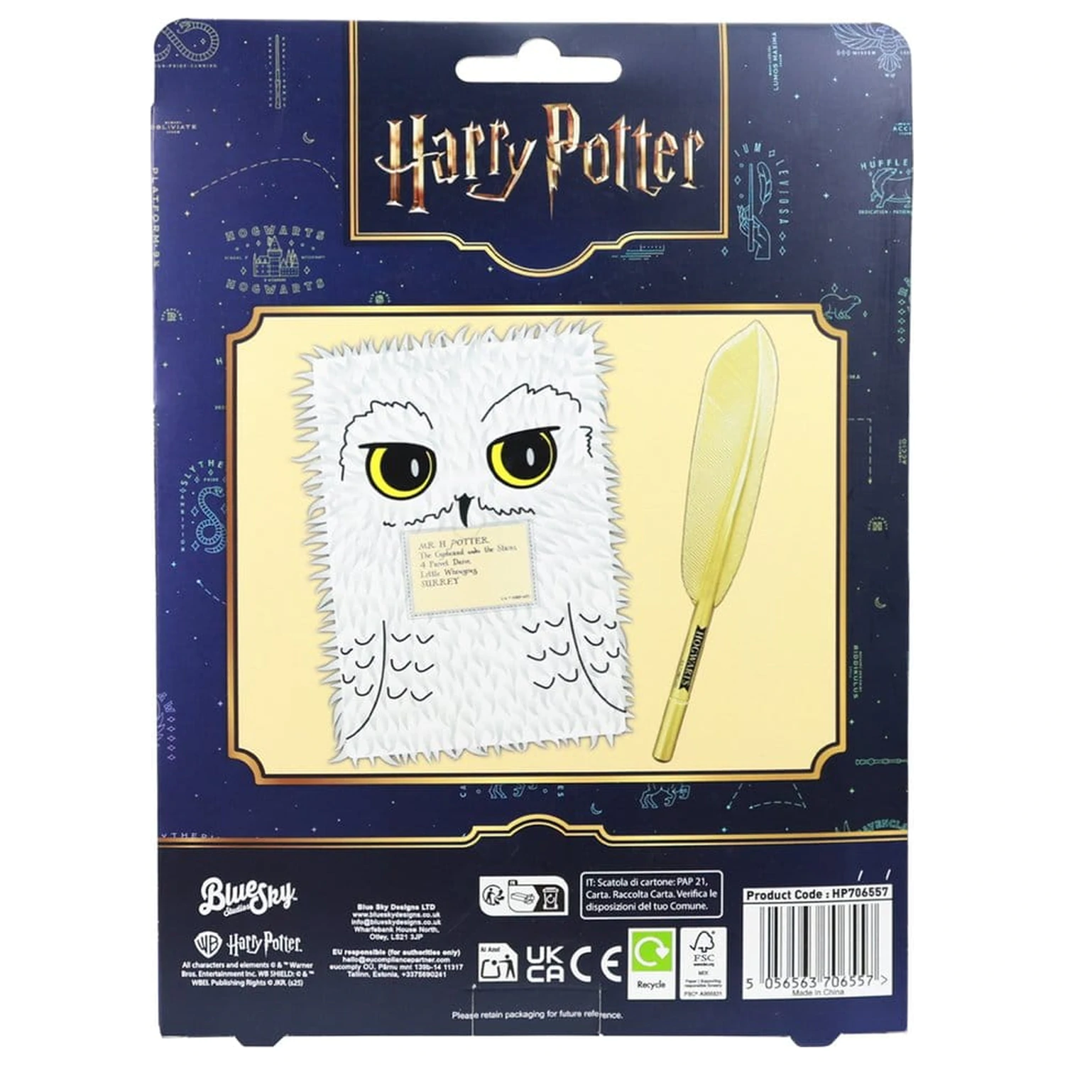 Harry Potter Plush Notebook Set with Pen Hedwig Magical Locations product photo
