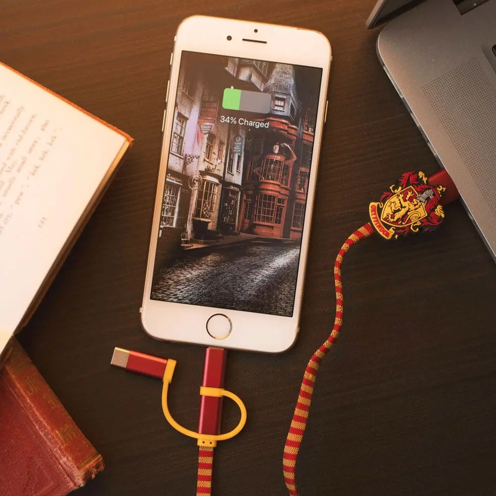 Harry Potter Retractable Hogwarts Scarf Cable 3in1 Gryffindor product photo