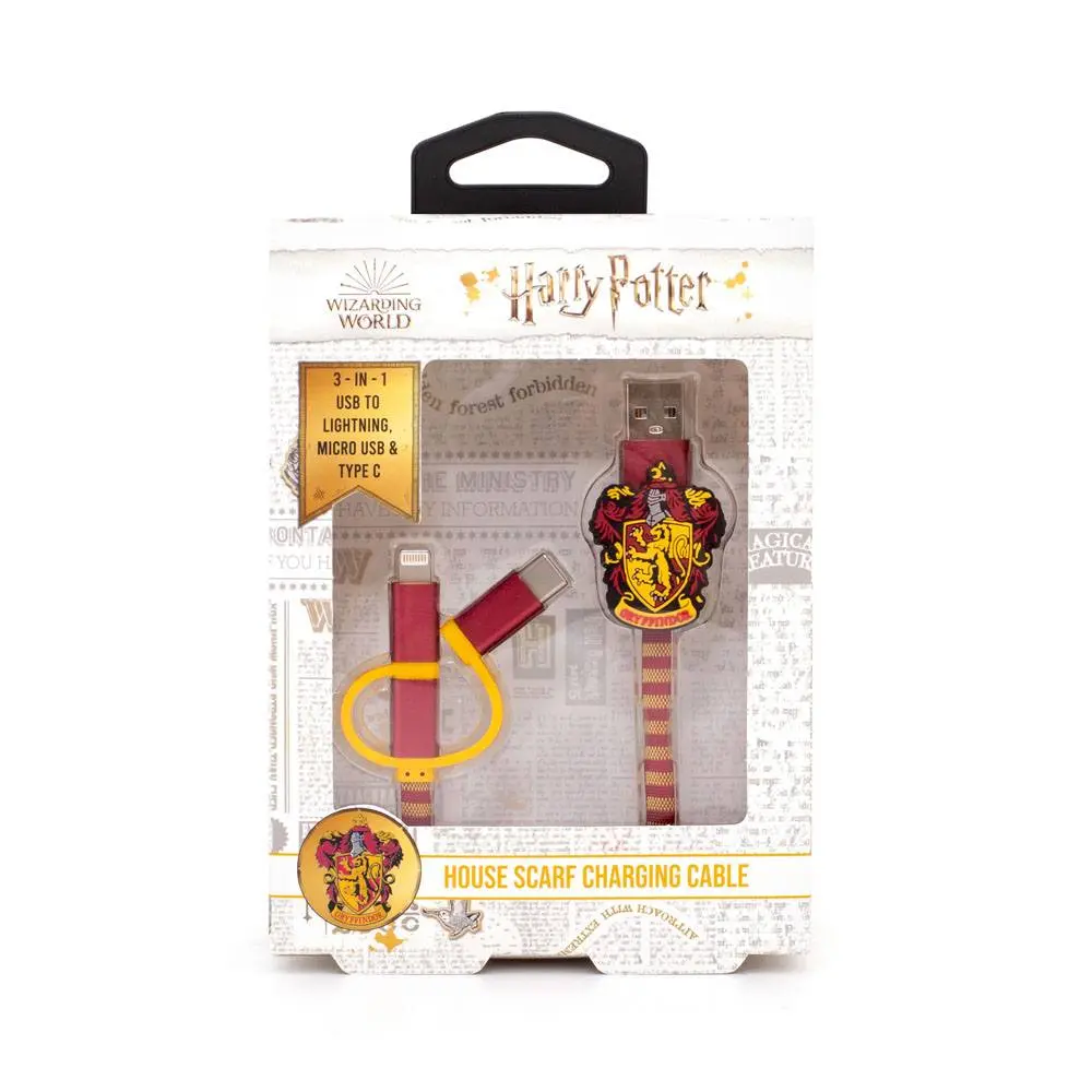 Harry Potter Retractable Hogwarts Scarf Cable 3in1 Gryffindor product photo