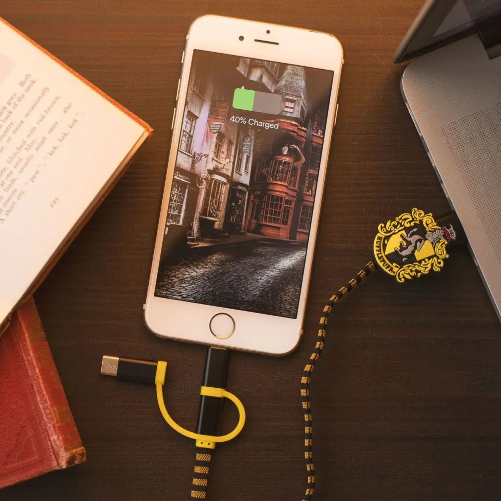 Harry Potter Retractable Hogwarts Scarf Cable 3in1 Hufflepuff product photo