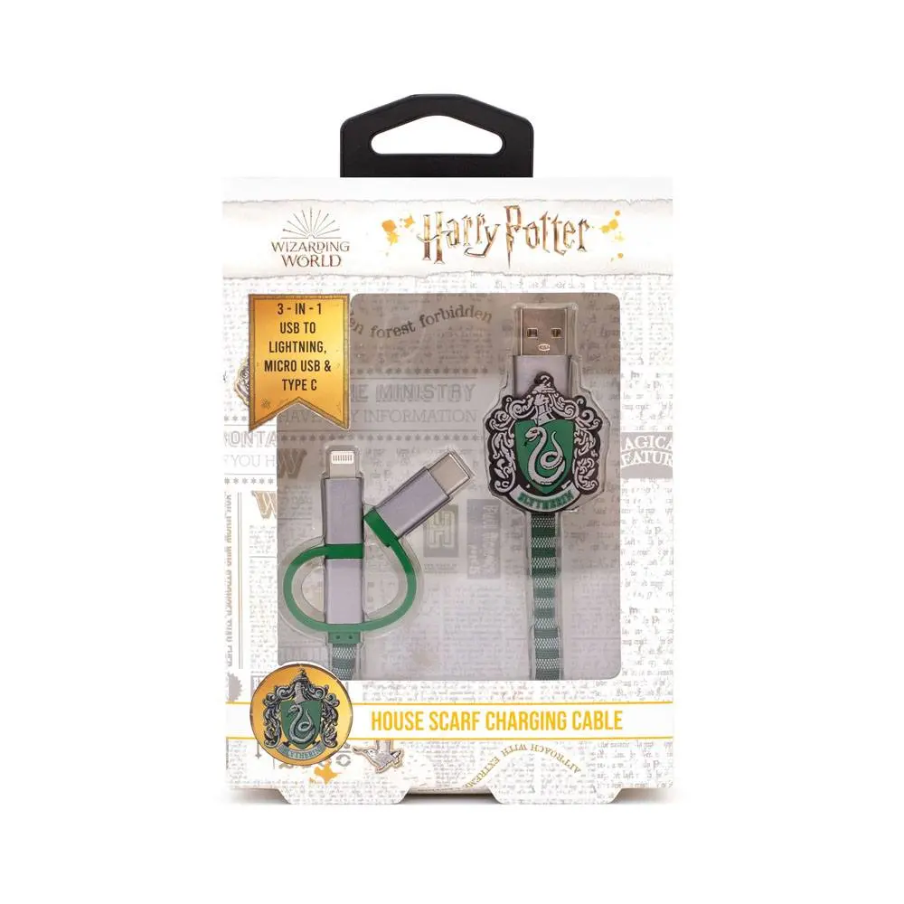 Harry Potter Retractable Hogwarts Scarf Cable 3in1 Slytherin product photo