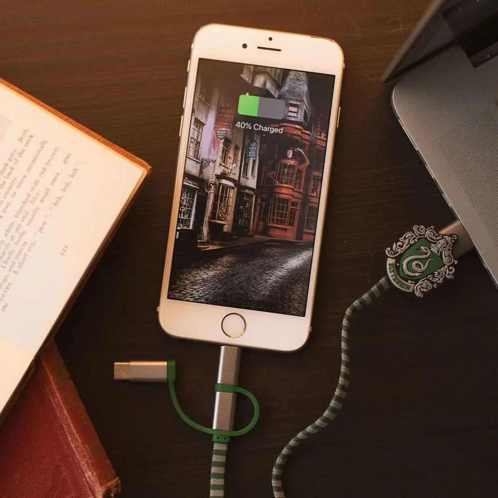 Harry Potter Retractable Hogwarts Scarf Cable 3in1 Slytherin product photo