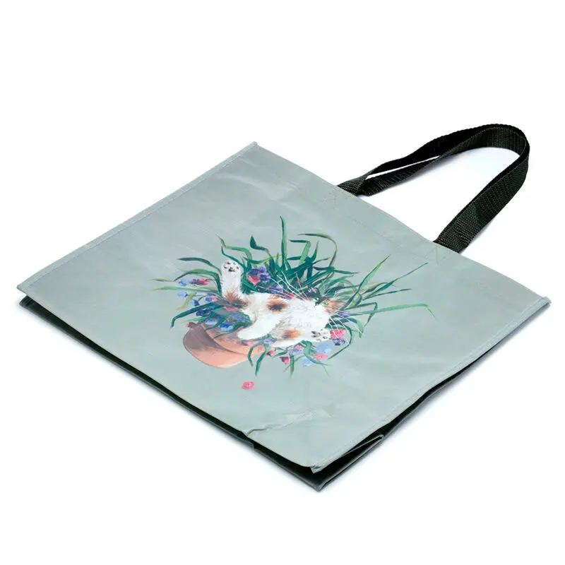 Haskins Cat and Green Flower Bed shopping bag product photo