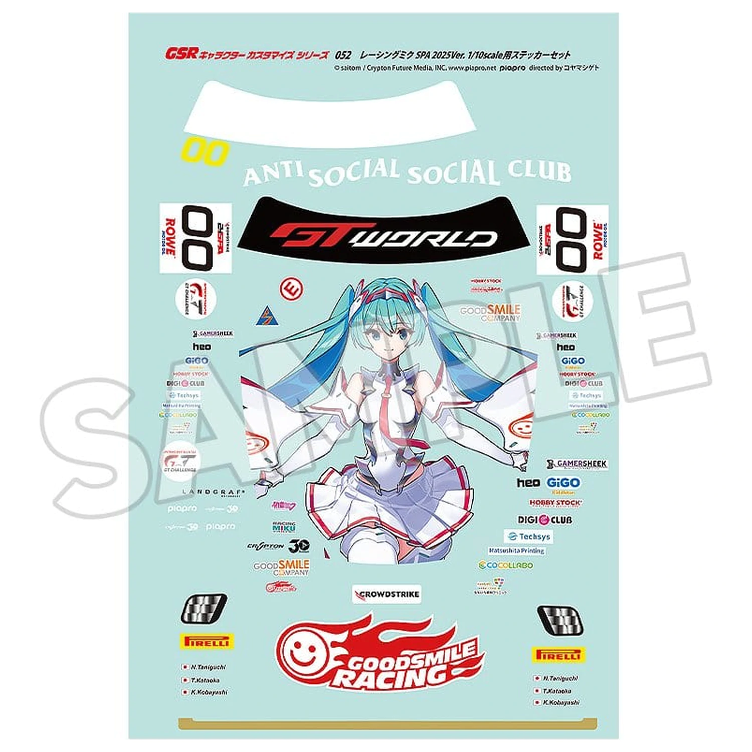 Hatsune Miku GSR Character Customization Series 052 Sticker Set for GSR Cars 1/10 Racing Miku SPA 2025 Ver. product photo
